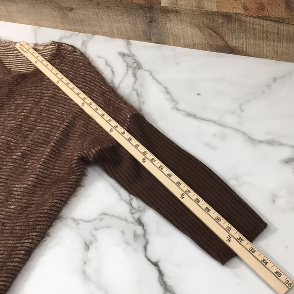 Simply Noelle Brown Tan Striped Cardigan Womens XXL Open Drape‎ Front Eyelash - Picture 11 of 11